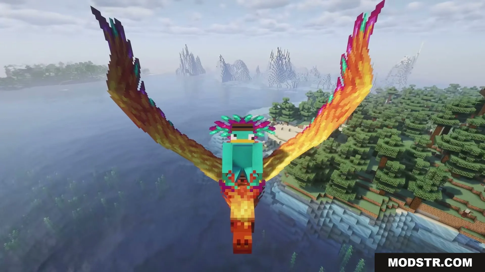 Wings of Fire by RipleysMods Mod Screenshot 3 A player riding a majestic phoenix from the Wings of Fire mod
