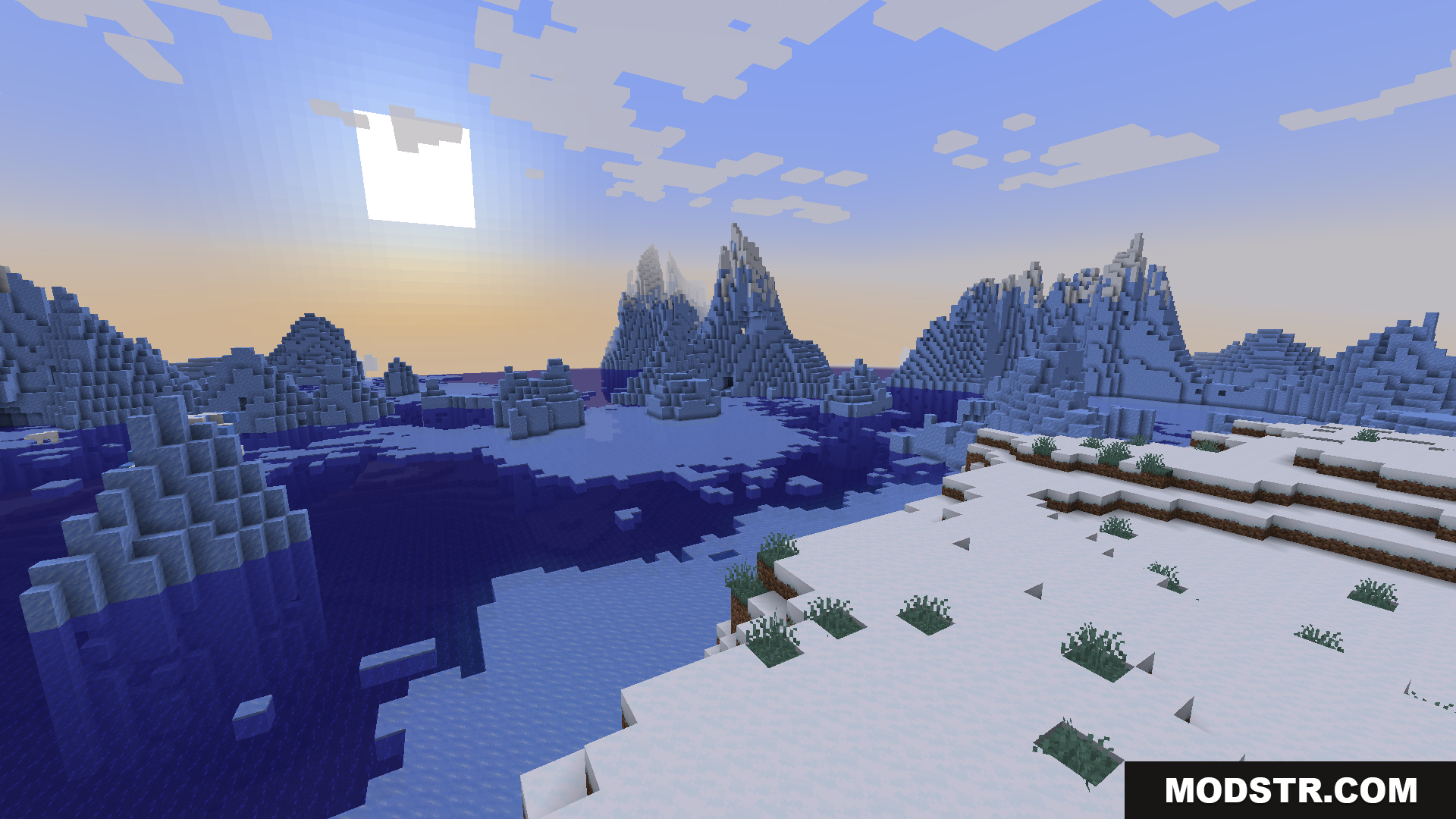 A vast frozen ocean with large ice spikes