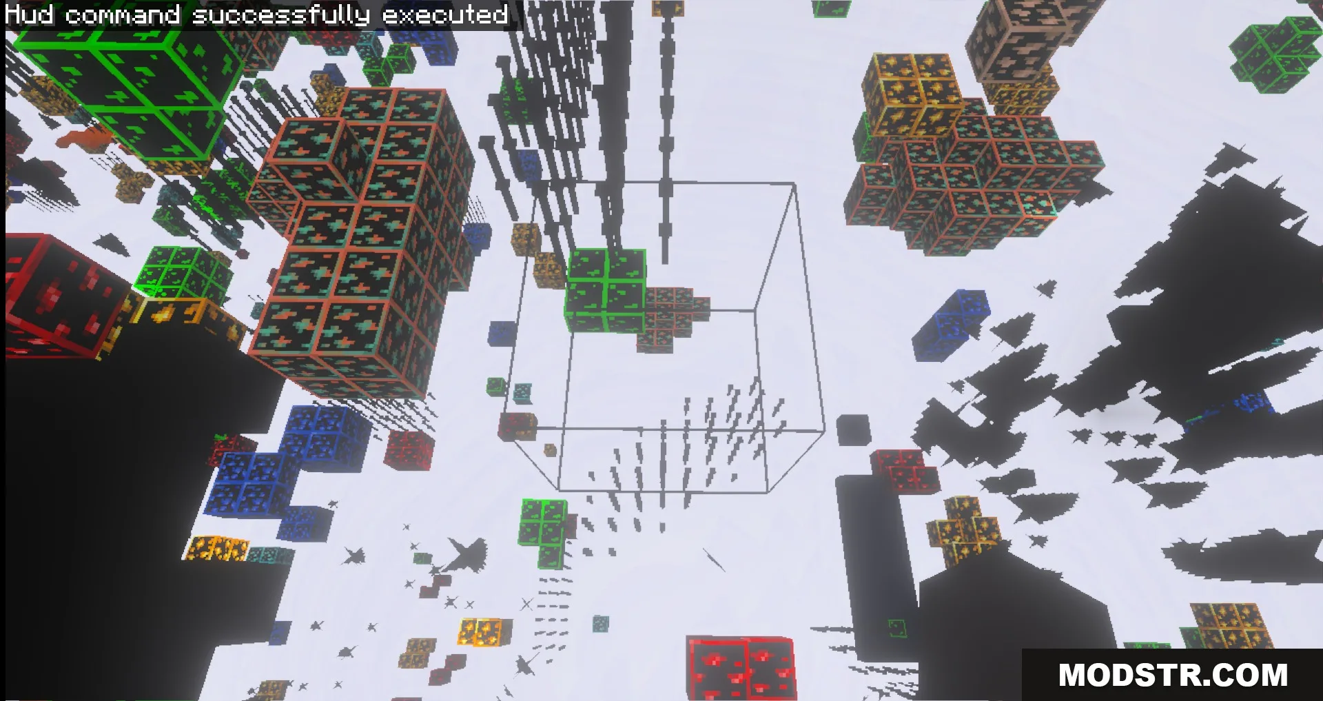 X Ray Glow Texture Pack Screenshot 4 Various precious ores with glowing outlines floating in a transparent underground environment