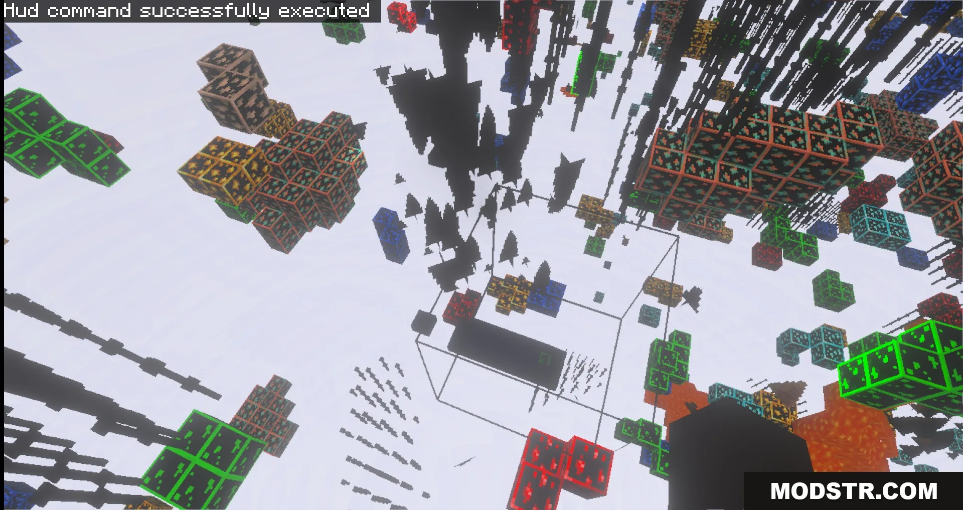 X Ray Glow Texture Pack Screenshot 1 X Ray Glow Texture Pack showing glowing outlines on various precious ores underground