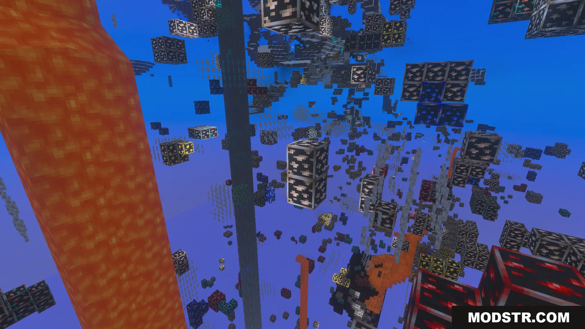 XRAY Night Vision Texture Pack Screenshot 2 Minecraft player using Xray vision to see hidden lava and ores