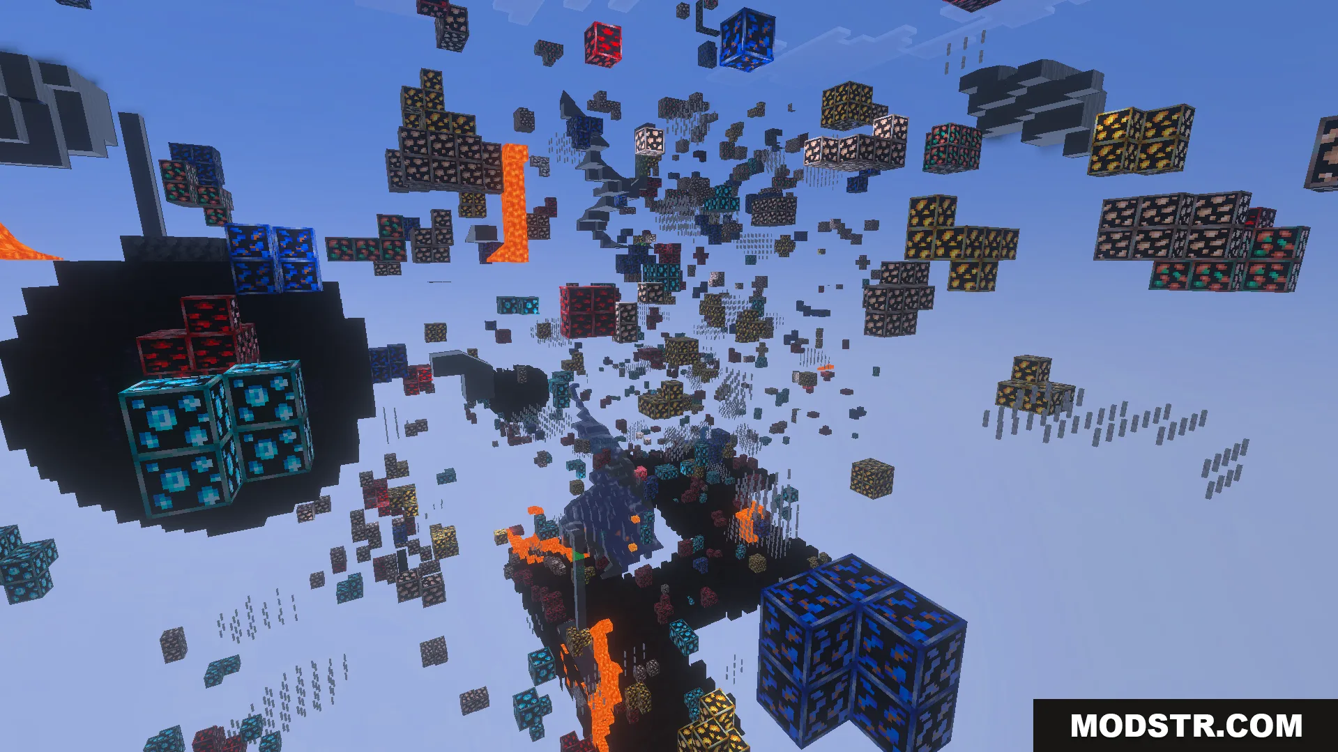 Valuable ores and lava flows are clearly visible through solid stone walls