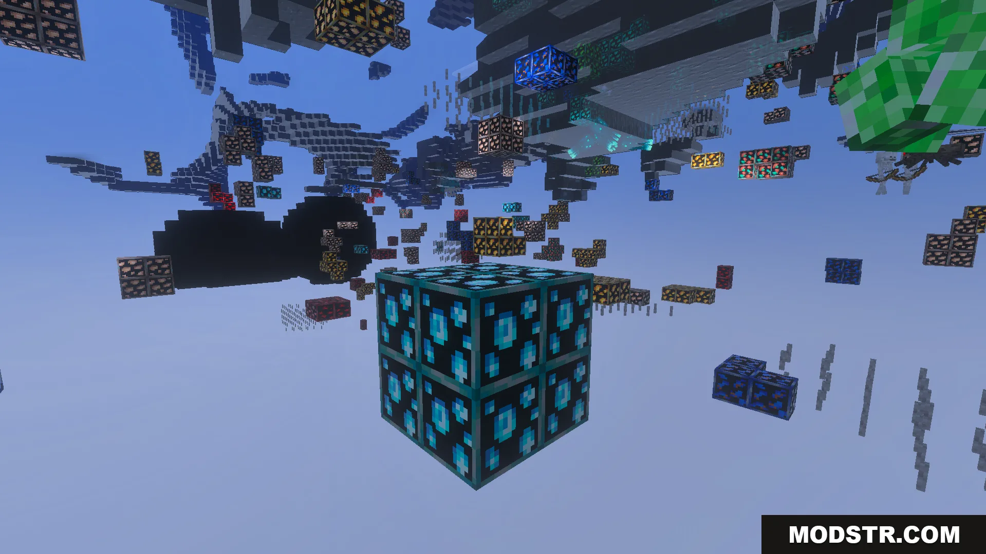 XRay Ultimate Outlined Ores Texture Pack highlights diamond blocks with blue outlines