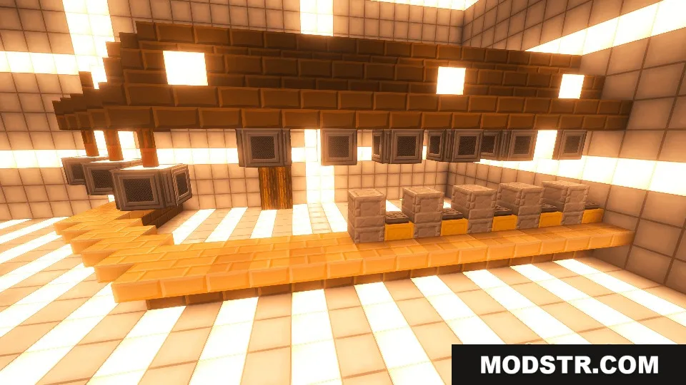 A science laboratory interior with modern stone counters and computer monitors